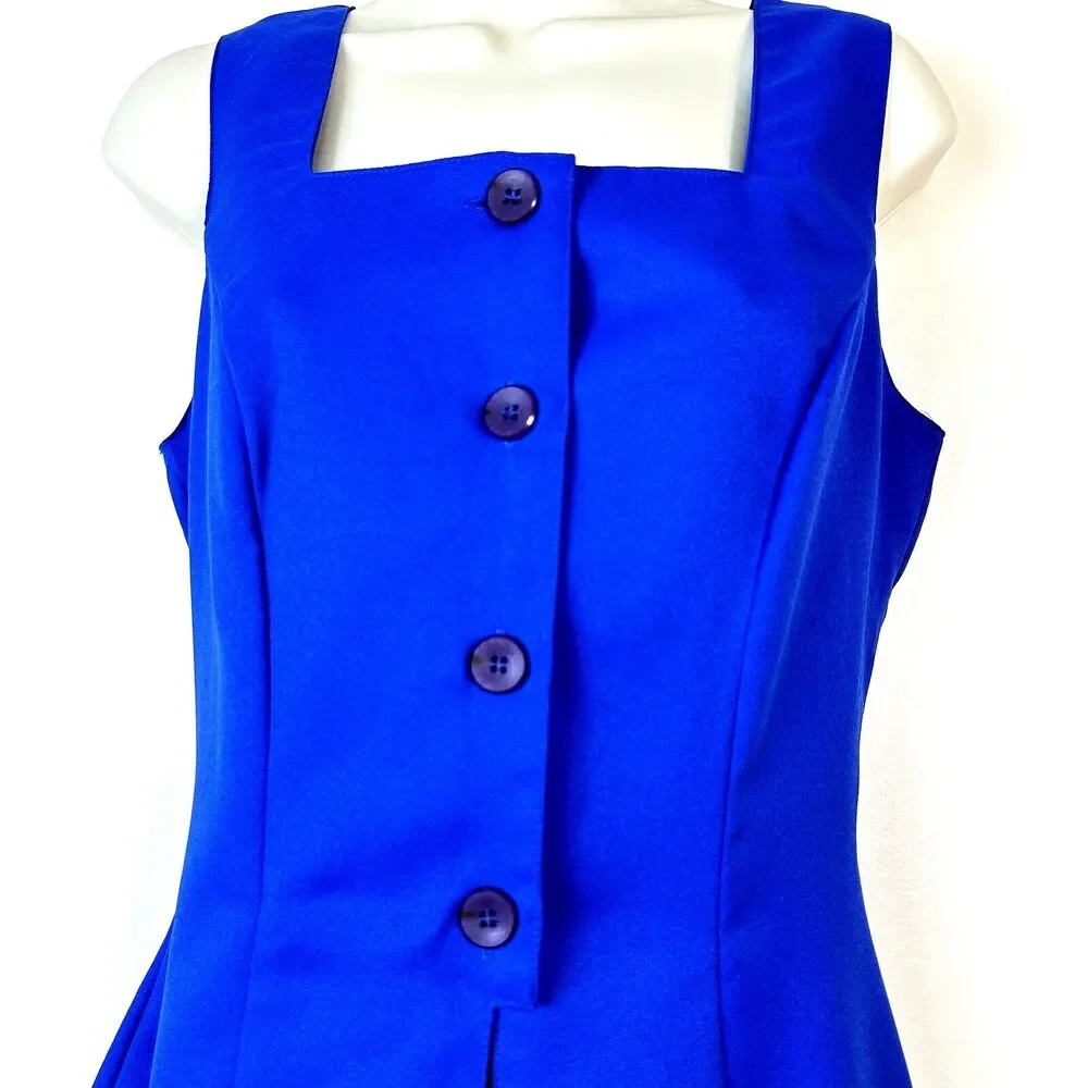 Vintage La Belle Fashion Inc USA Royal Blue 80s Peplum Dress Women's 11